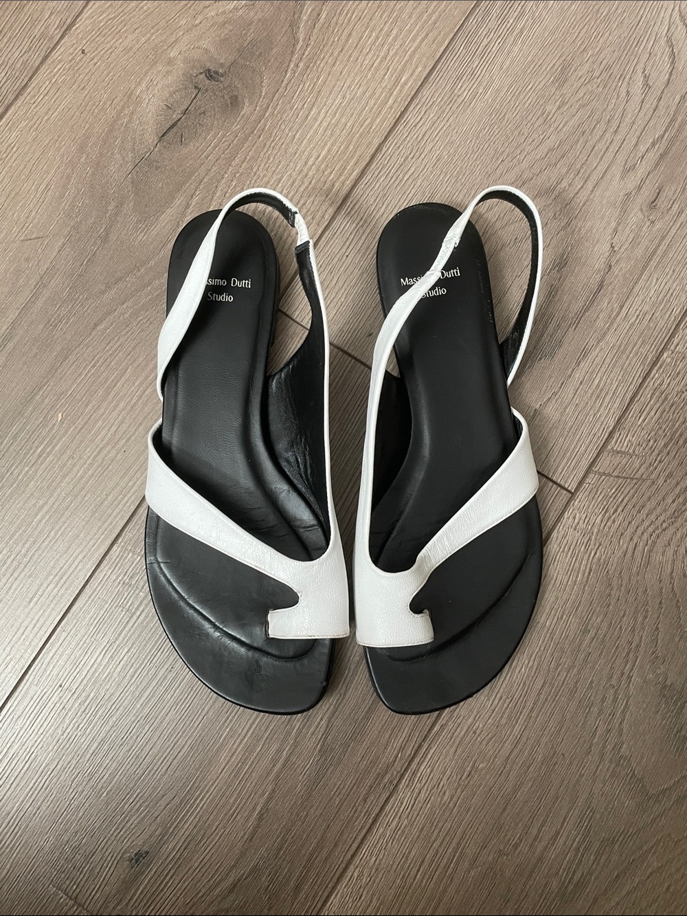 Massimo Dutti Studio White Leather Slingback Sandals Sz:40